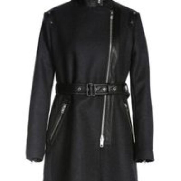 BNWT DIESEL SUELO  LEATHER WOOL JACKET TRENCH COAT SPRING SZ XXS - Picture 12 of 15